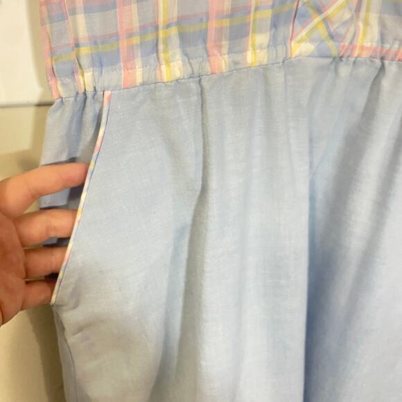 EJM Vintage Pastel Blue Checkered Short Sleeve Shirt Dress Collared Sz 5-6 VTG - Picture 9 of 11